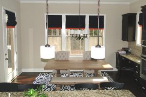 Custom Flat Roman Shades with Accent Band