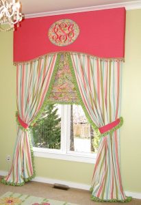 Custom Embroidered Cornice with Drapery