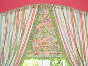 Custom Embroidered Cornice with Drapery