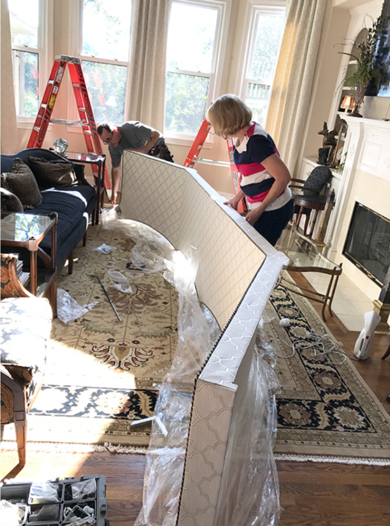 A custom cornice installation